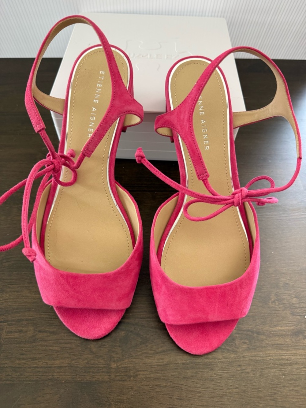 Etienne Aigner Pink Suede Sandals - Picture 3 of 12